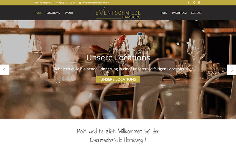 Webseite EVENTSCHMIEDE HAMBURG - Full-Service Eventagentur